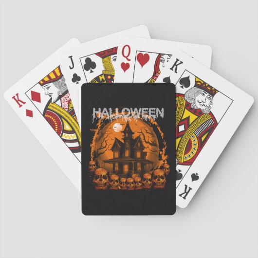JEU DE CARTES HALLOWEEN MAISON HANTÉE ÉPRAVANTABLE CRÂNES (dos)