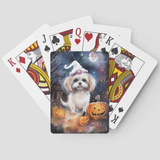 Jeu De Cartes Halloween Malti Tzu Avec Peur Citrouille (dos)