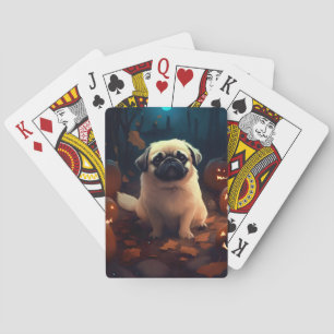 Jeu De Cartes Halloween Pekingese Avec Peur Citrouille