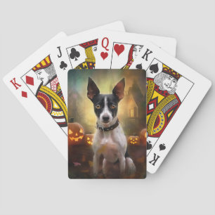 Jeu De Cartes Halloween Rat Terrier Avec La Peur Citrouille