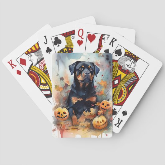 Jeu De Cartes Halloween Rottweiler avec la peur Citrouille (dos)