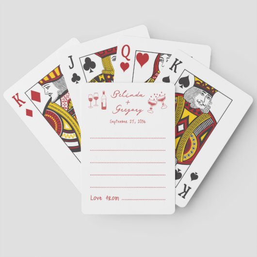 Jeu De Cartes Hand Drawn Illustrations Doodle Wedding Guest Book (dos)