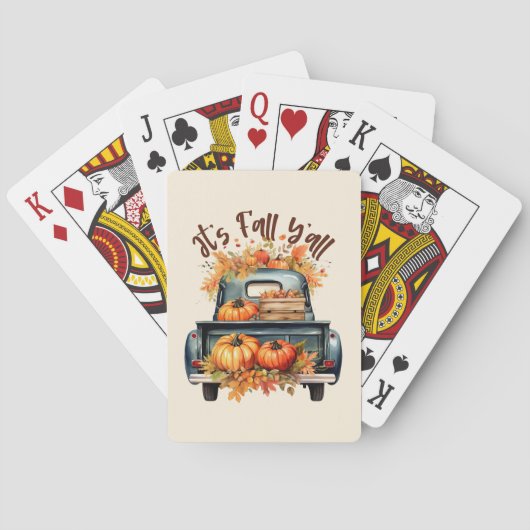 Jeu De Cartes Happy Fall Y'all - Camion rustique avec Citrouille (dos)