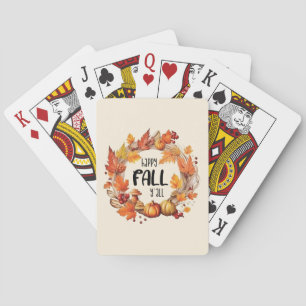 Jeu De Cartes Happy Fall Y'all - Citrouille & Autumn Leaves Wrea