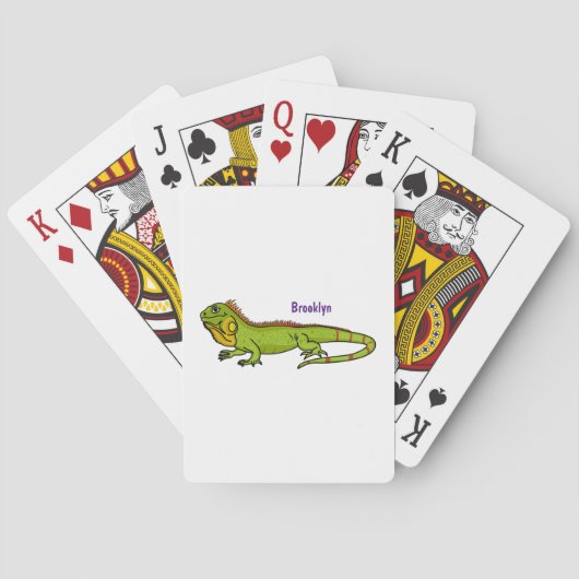 Jeu De Cartes Happy green iguana cartoon (dos)