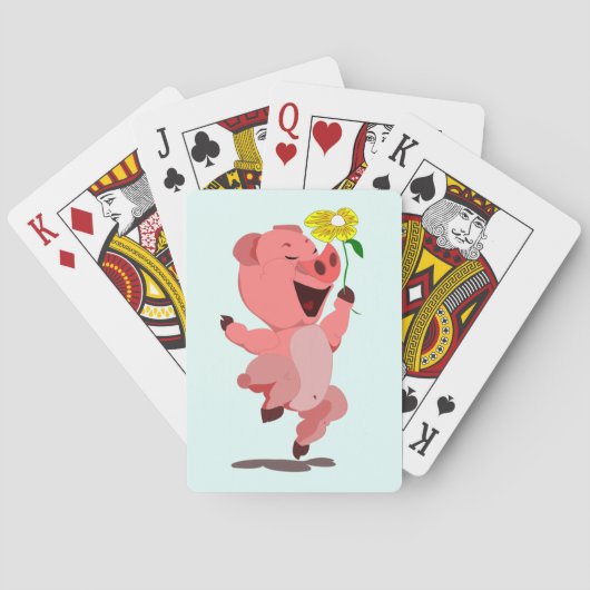 Jeu De Cartes Happy Piglet with Daisy Flower Playing Cards (dos)