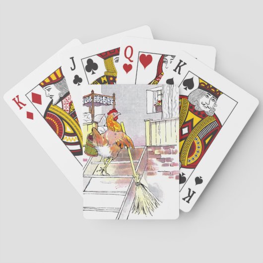 Jeu De Cartes Hen with Broom Mounting Stairs to Menacom (dos)