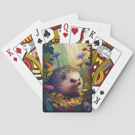 Jeu De Cartes Hérisson Animal Portrait Peinture Faune Extérieur (dos)