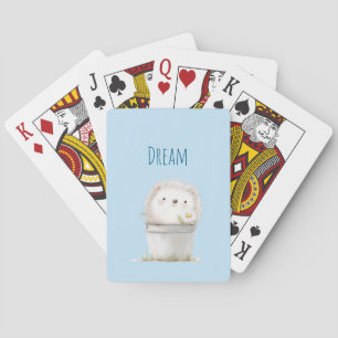 Jeu De Cartes Hérisson de jardin bleu avec fleur de marguerite