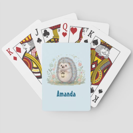Jeu De Cartes Hérisson mignon avec lanterne (dos)
