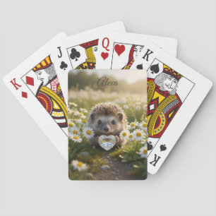 Jeu De Cartes Hérisson mignon d'avril avec cœur de diamant