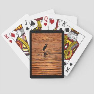 Jeu De Cartes Héron au coucher du soleil