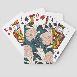 Jeu De Cartes Hibiscus rose tropical, arrière - plan sombre