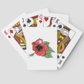 Jeu De Cartes Hibiscus rouge tropical avec Feuilles verts (dos)