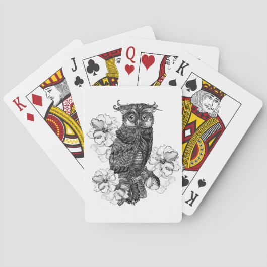 Jeu De Cartes Hibou gris Orchidées blanches (dos)
