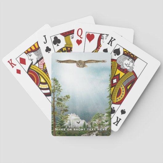Jeu De Cartes Hibou Nature Lover Mountain Paysage avec Monogramm (dos)