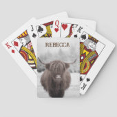 Jeu De Cartes Highland Cow Scotland Rustic Farm Monogramme (dos)