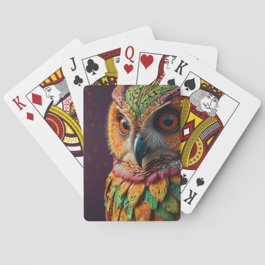 Jeu De Cartes highly detailed owl with psychedelic patterns (dos)