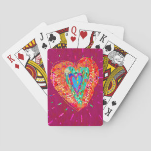 Jeu De Cartes Hippie Rétro Rose Turquoise Coeur Couple Date