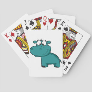 Jeu De Cartes Hippopotame heureux bleu
