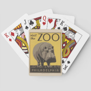 Jeu De Cartes Hippopotame vintage hippo zoo poster wpa