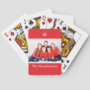 Jeu De Cartes Holiday Photo Red Custom Nom de famille