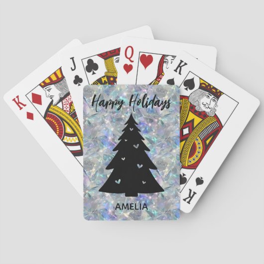 Jeu De Cartes Holographique Opal Pierre Arrière - plan Fêtes Nom (dos)