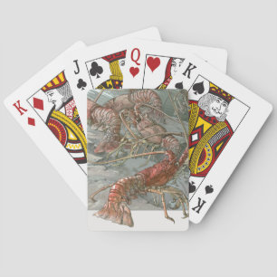 Jeu De Cartes Homards dans l'océan, Art Nouveau Vintage
