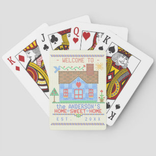 Jeu De Cartes Home Sweet Home Cross Stitch House Nom de famille