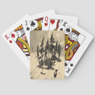 Jeu De Cartes Homme regardant les arbres avec cerf, écureuil, la