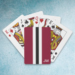 Jeu De Cartes Hommes Bourgogne Monogramme Jouer Cartes<br><div class="desc">Ces hommes qui jouent aux cartes portent sur eux des rayures bordeaux,  blanches et noires. De plus,  ils ont une place pour votre monogramme en blanc. Ces cartes à jouer sont un cadeau classique pour votre homme. Copyright Kathy Henis</div>