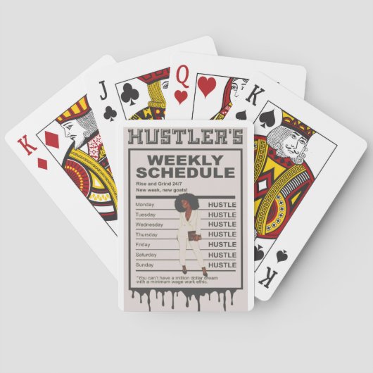 Jeu De Cartes Horaire hebdomadaire de Hustlers (dos)