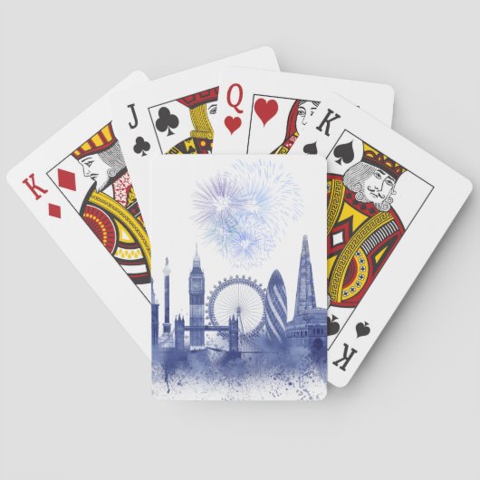 Jeu De Cartes Horizon de Londres - bleu d'aquarelle (dos)