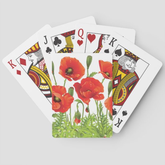 Jeu De Cartes Horizontal border with red poppy (dos)