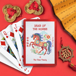 Jeu De Cartes Horse 2026 Papercut Chinese Lunar New Year Red