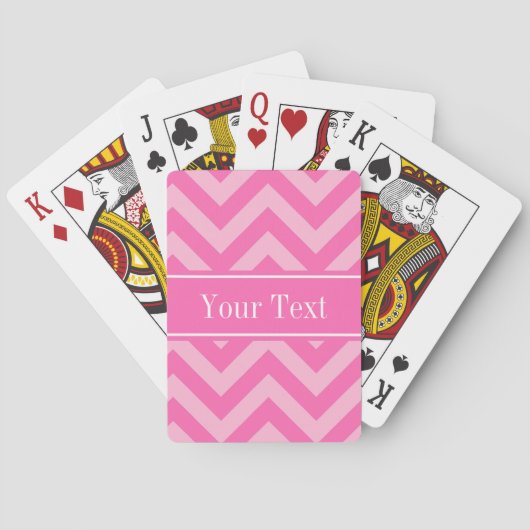 Jeu De Cartes Hot Pink #2 Cotton Candy LG Chevron Nom Monogram (dos)