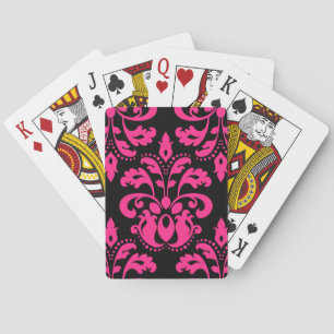 Jeu De Cartes Hot pink and black vintage victorian damask