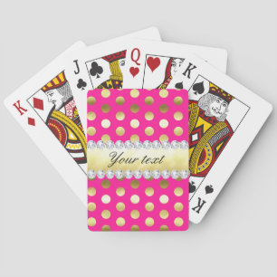 Jeu De Cartes Hot Pink Gold Foil Polka Dots Diamonds