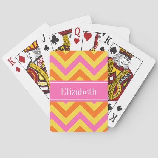 Jeu De Cartes HotPink Ananas Citrouille LG Chevron Nom Monogramm (dos)