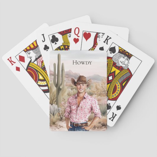 Jeu De Cartes Howdy Western Cowboy en rose sur cheval (dos)