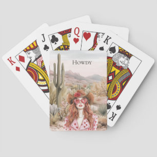 Jeu De Cartes Howdy Western Cowgirl en lunettes de soleil roses