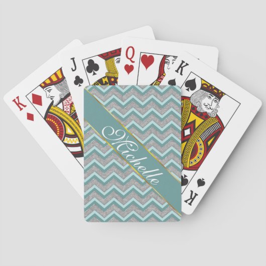 Jeu De Cartes Huile d'argent et ZigZag Turquoise (dos)