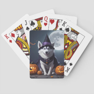 Jeu De Cartes Husky Chien Halloween Aventure Lune Magie Éffrayan