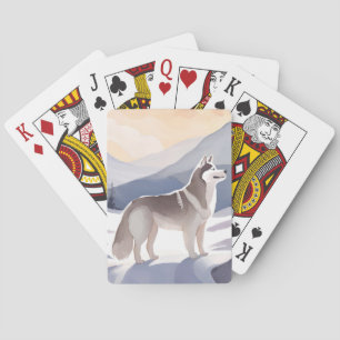 Jeu De Cartes Husky d'Alaska   Montagne de Chien Aquarelle