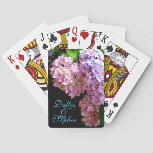 Jeu De Cartes Hydrangea garden, rose, bleu, purple floral (dos)