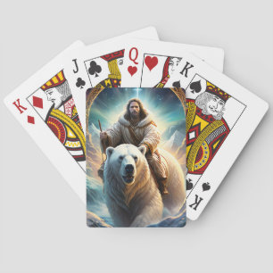 Jeu De Cartes (IA générée) Jésus sur un ours polaire