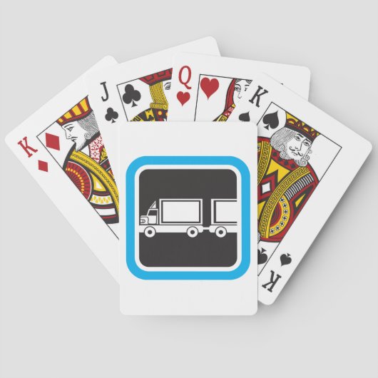 Jeu De Cartes Icône bleue de semi-remorque et remorque (dos)