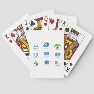Jeu De Cartes Icônes de course Sport Bleu et Vert