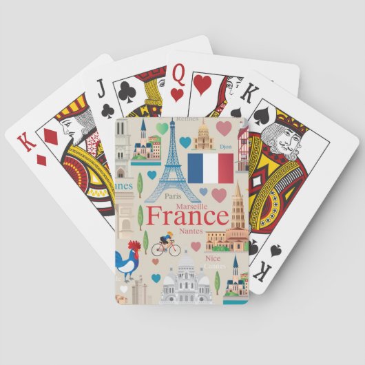 Jeu De Cartes Icônes mignonnes de la France (dos)