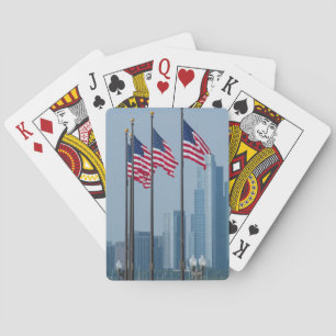 Jeu De Cartes Illinois, Chicago. Navy Pier, drapeaux américains